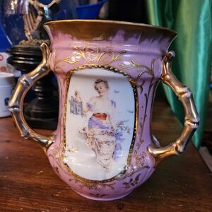Vintage Pink and Gold Porcelain Vase